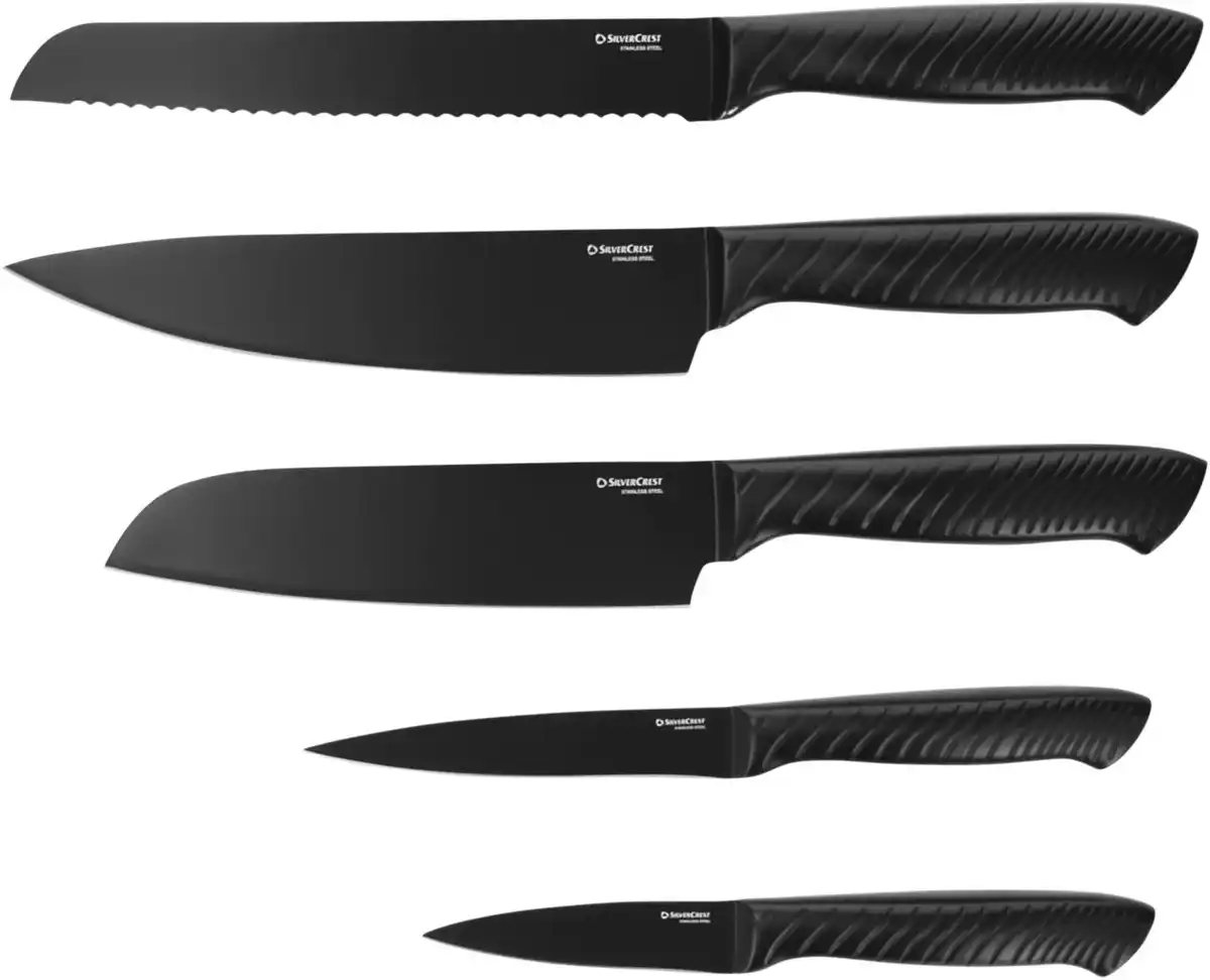 Bild 4 von SILVERCREST® Edelstahl-Messerset mit Messerblock schwarz, 6-teilig