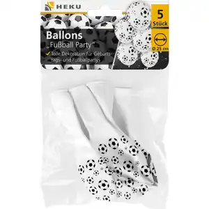 Ballons Fußball-Party weiß Ø 25 cm, 5 Stück