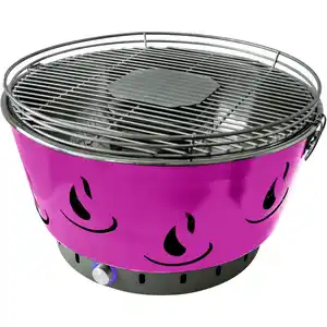 Holzkohle-Tischgrill mit Aktivbelüftung Ø 42 cm, pink