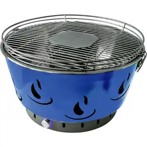 Holzkohle-Tischgrill mit Aktivbelüftung Ø 42 cm, blau