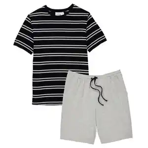 UP2FASHION MEN Herren Shorty-Pyjama, Streifen/Grau, M
