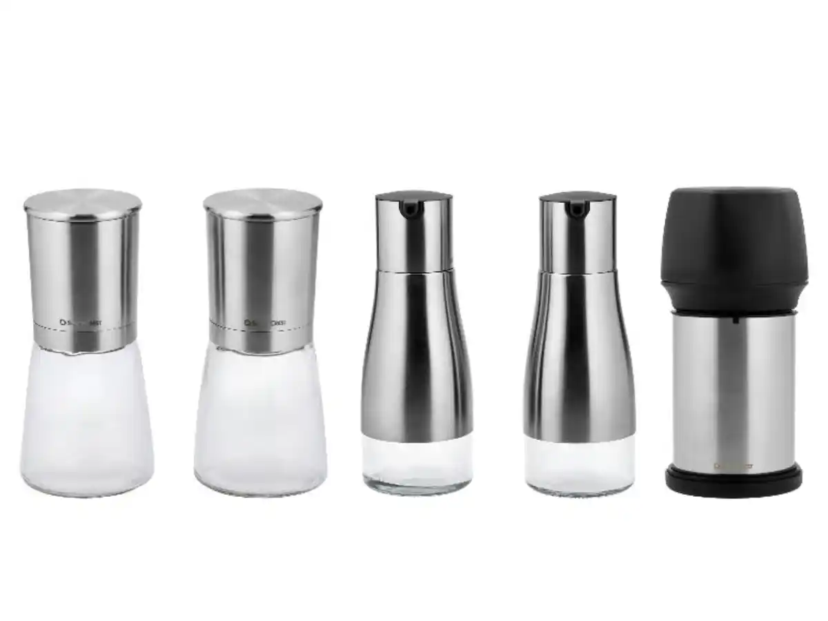 Bild 1 von SILVERCREST® Salz- und Pfeffermühlen-Set / Essig- und Ölspender-Set / Reibe,  145 ml