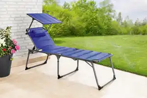 Komfort-Sonnenliege inkl. Kissen gepolstert aus Aluminium, ca. 193 x 67 x 32 cm - Blau