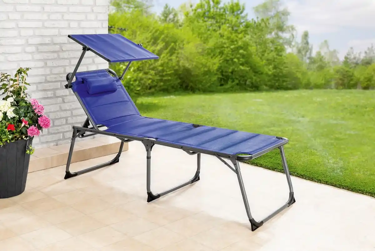 Bild 1 von Komfort-Sonnenliege inkl. Kissen gepolstert aus Aluminium, ca. 193 x 67 x 32 cm - Blau