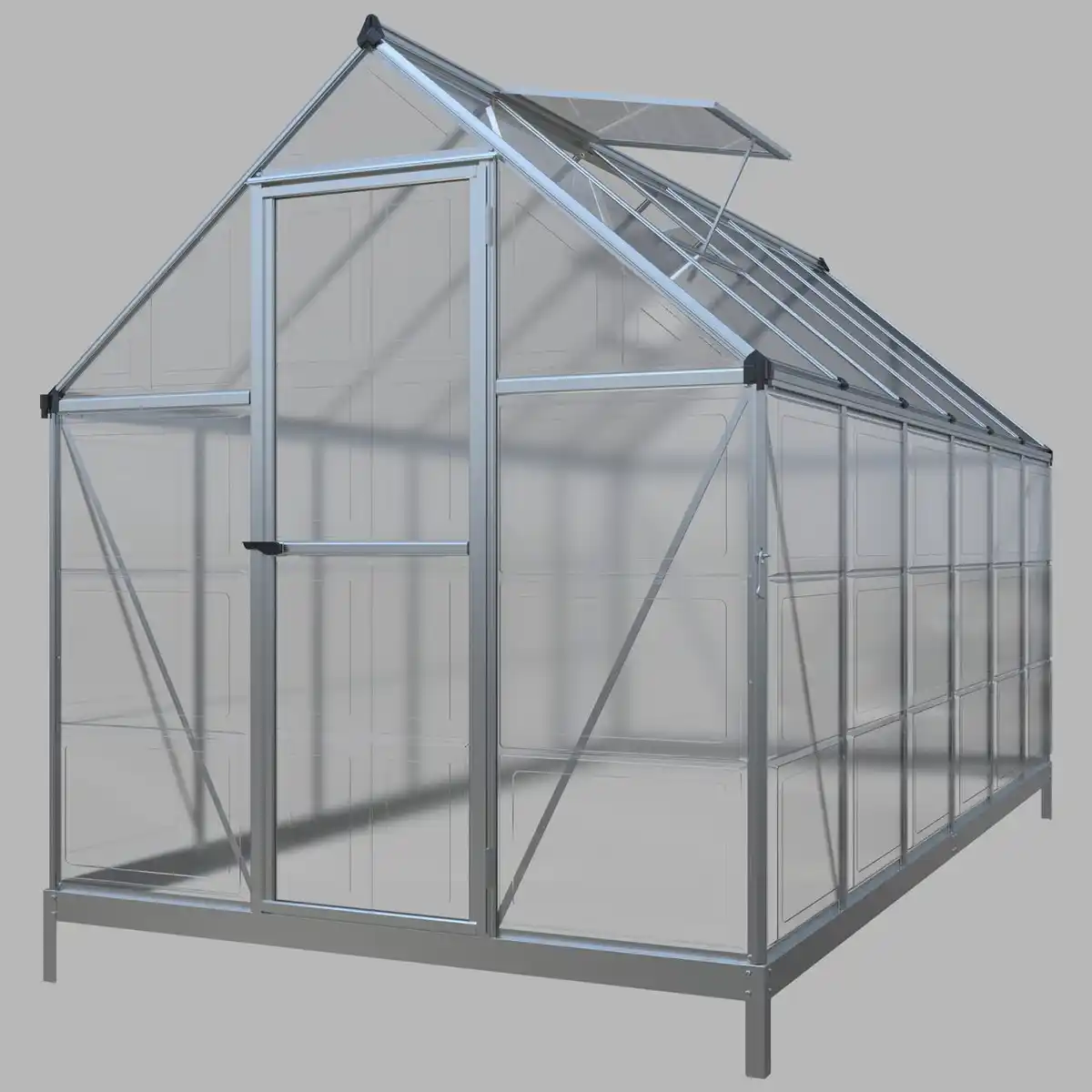 Bild 1 von Crystal Plus Aluminium Gewächshaus, ca. 360 x 182 x 208 cm - Silber