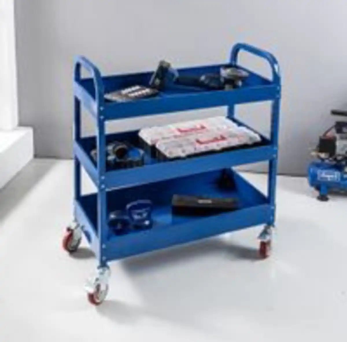 Bild 2 von Werkzeugrollwagen mit 3 Ablagen 80x 41x 78 cm blau