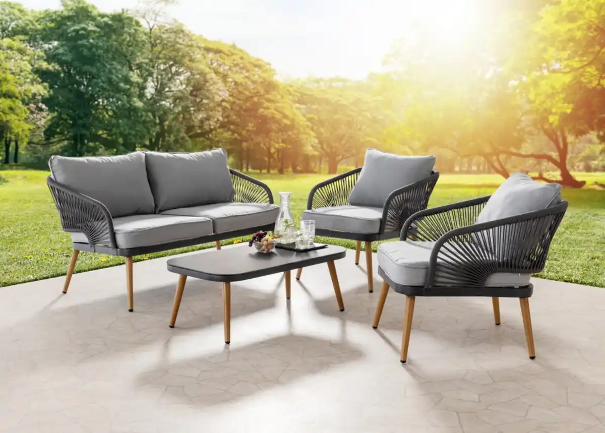 Bild 4 von 4tlg Outdoor Loungemöbel-Set Rope mit Polsterauflagen