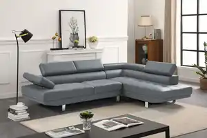 Ecksofa mit verstellbaren Kopf- und Arm-Funktionen - Grau