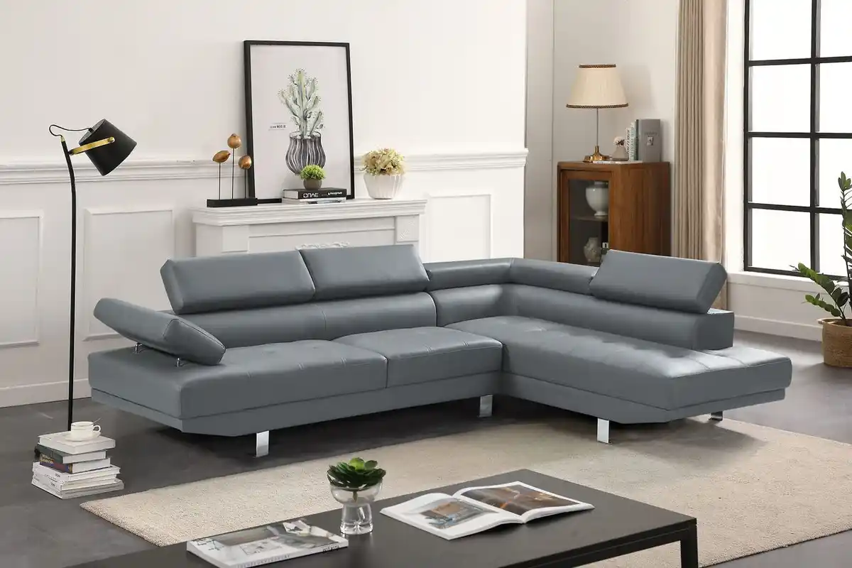 Bild 1 von Ecksofa mit verstellbaren Kopf- und Arm-Funktionen - Grau