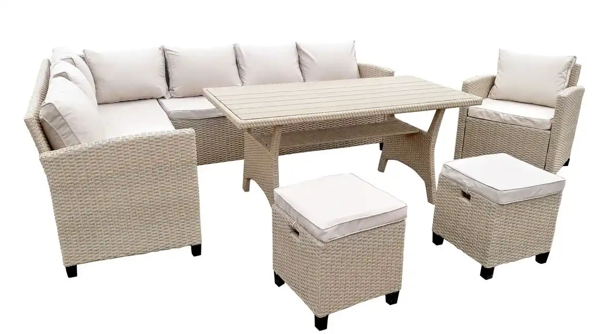 Bild 1 von 19tlg. Ecklounge Dining-Lounge "Prato" - Beige