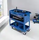 Bild 2 von Werkzeugrollwagen mit 3 Ablagen & verschließbarer Schublade 70x 35x 66 cm blau