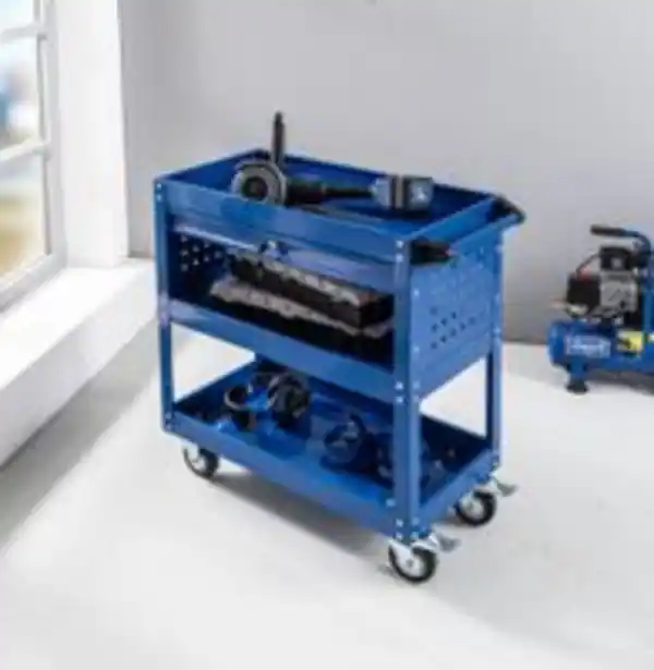 Bild 2 von Werkzeugrollwagen mit 3 Ablagen & verschließbarer Schublade 70x 35x 66 cm blau
