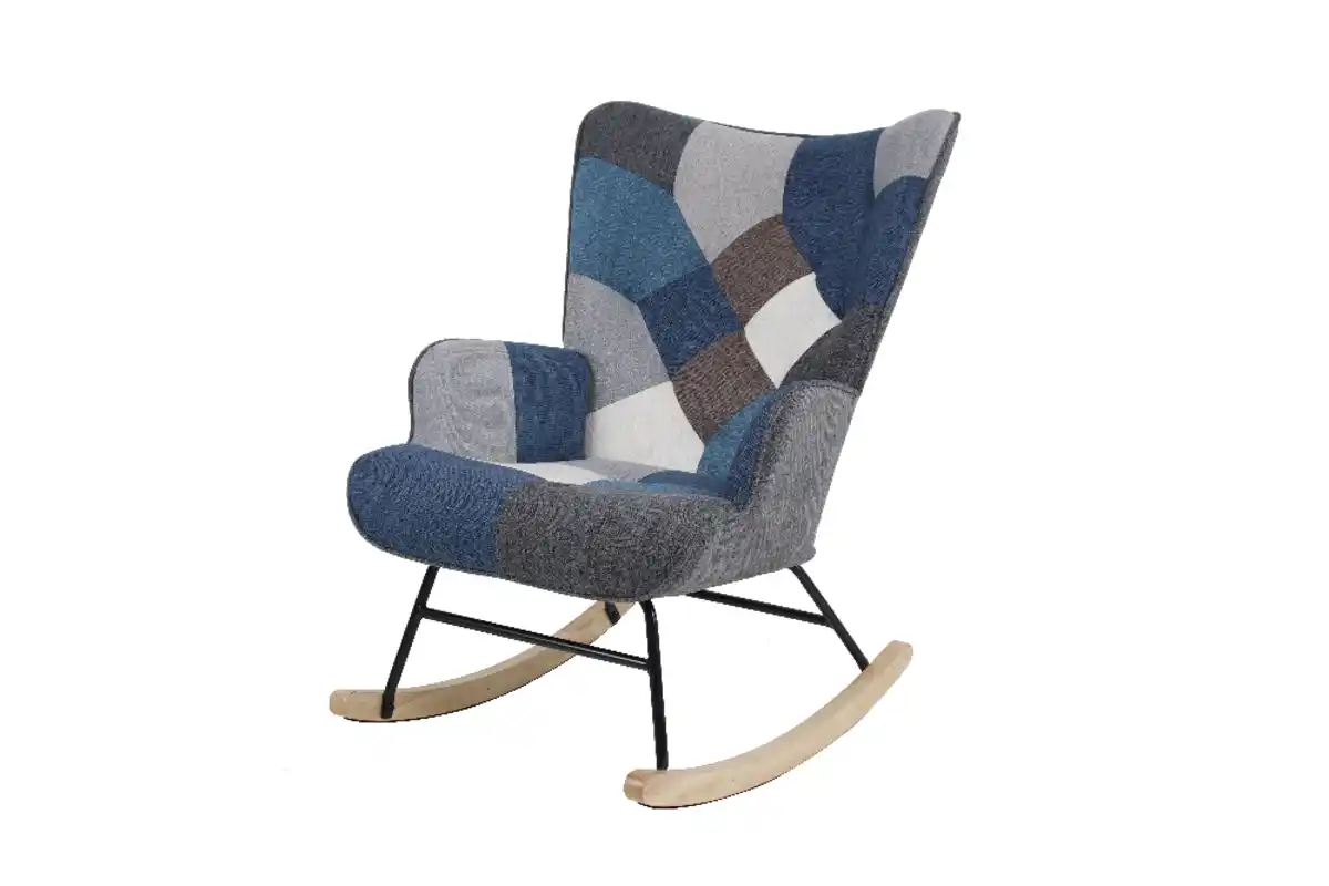 Bild 1 von Skandinavischer Schaukelstuhl IVAR, Stoffbezug Patchwork - ca. 69 x 81 x 92,5 cm - Mehrfarbig