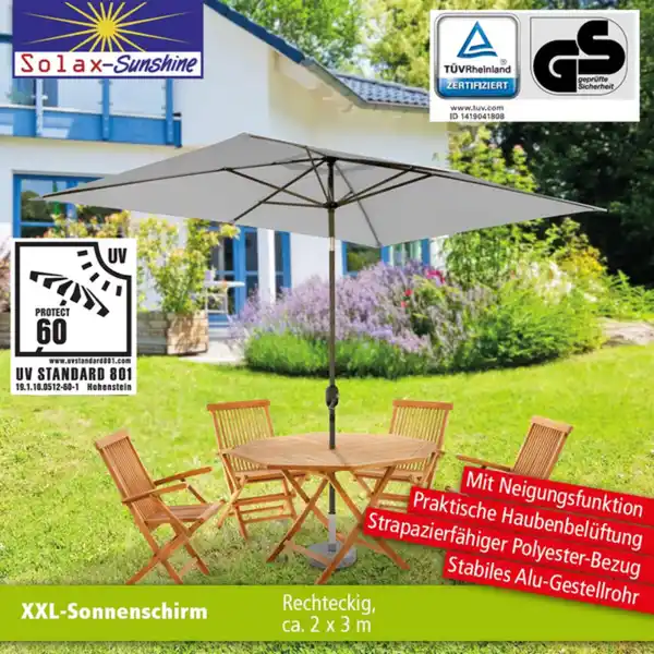 Bild 2 von XXL-Sonnenschirm, ca. 2 x 3 m - Grau