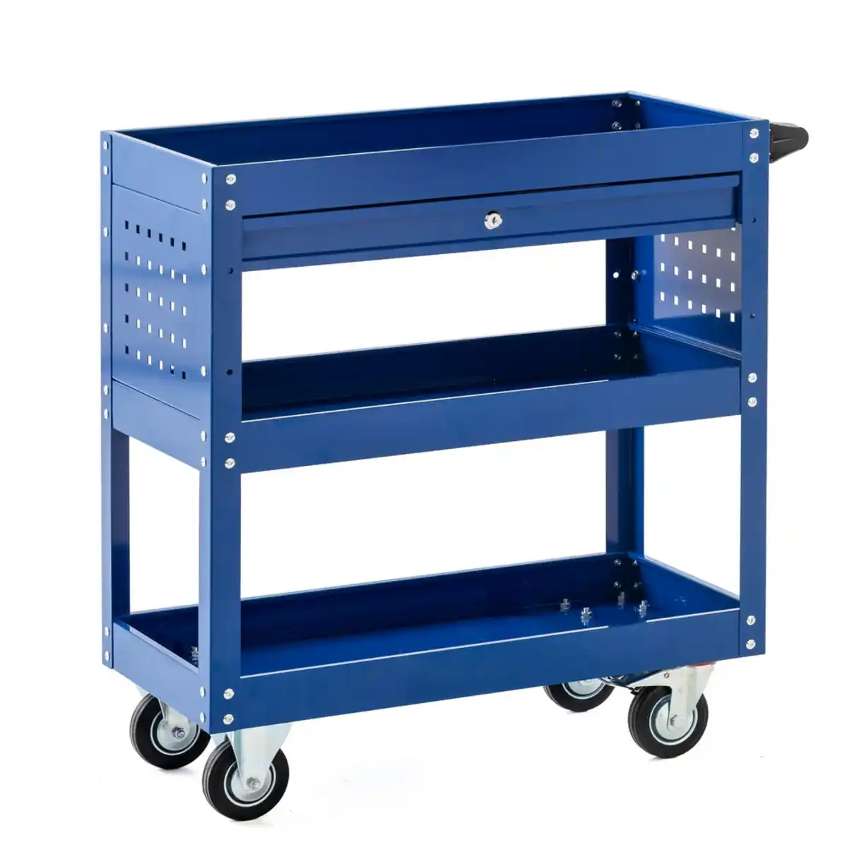 Bild 1 von Werkzeugrollwagen mit 3 Ablagen & verschließbarer Schublade 70x 35x 66 cm blau