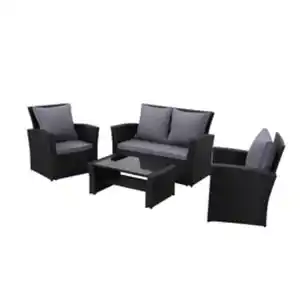 MeXo Gartenmöbelset »9193«, 4-teilig, Polyrattan/Textil/Metall