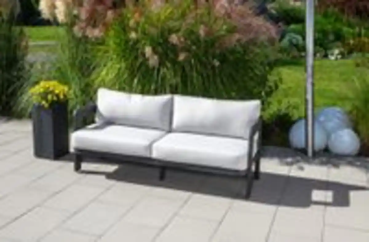 Bild 3 von 12 tlg. Gartenlounge mit Tisch 2 Sessel & 3-Sitzer Bank aus Aluminium RIAD M - Anthrazit