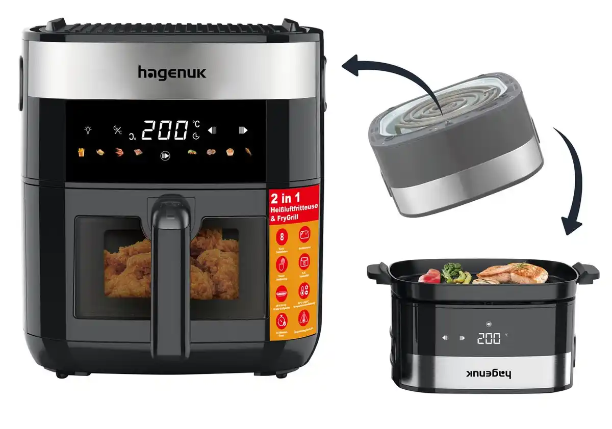 Bild 3 von Hagenuk 2 in 1 Heißluftfritteuse & Grill 8001223