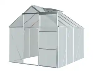 Aluminium Gewächshaus mit Dachfenster "Boston", ca. 250 x 190 x 193 cm - Silber