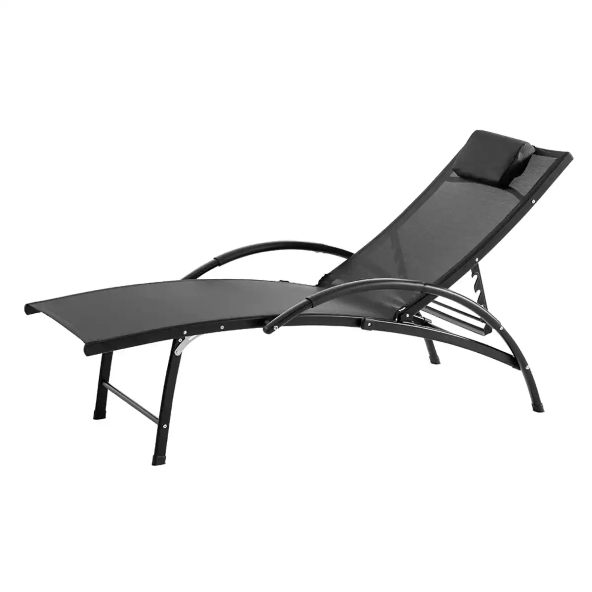 Bild 1 von Garten-Sonnenliege mit 4 Positionen und Kissen, ca. 179-162 x 68 x 48-86 cm – Schwarz