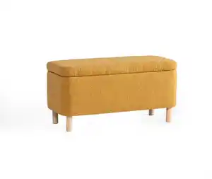 Truhenbank Polsterbank mit Aufbewahrung, ca. 100 x 40 x 49 cm aus Samt - Gelbbraun
