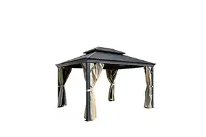 Pavillon "Sofia" aus Aluminium & Stahl ca. 365 x 300 x 282 cm - Schwarz