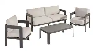 12 tlg. Gartenlounge mit Tisch 2 Sessel & 3-Sitzer Bank aus Aluminium RIAD M - Anthrazit