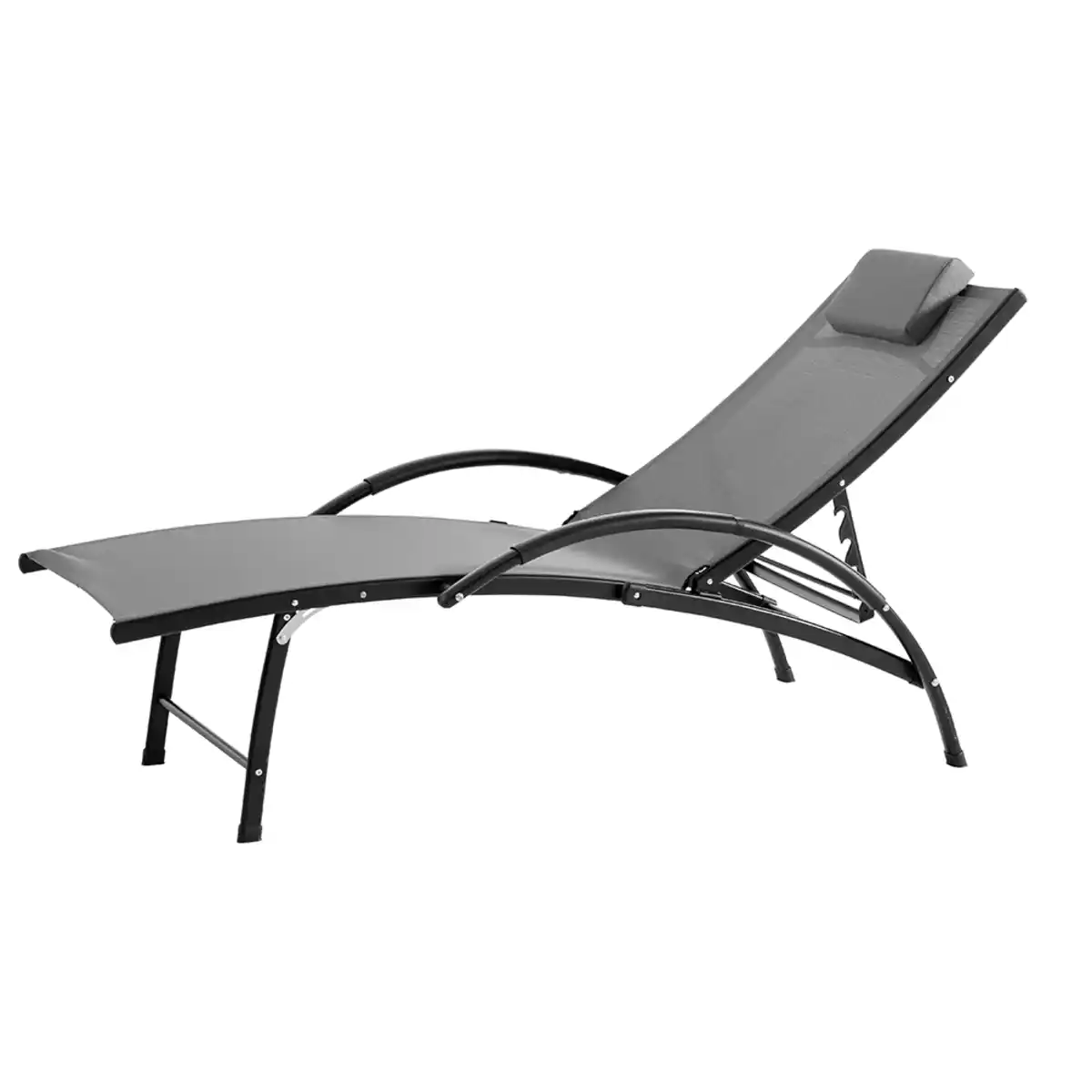 Bild 1 von Garten-Sonnenliege mit 4 Positionen und Kissen, ca. 179-162 x 68 x 48-86 cm – Grau