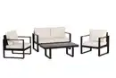 Bild 3 von 12tlg. Gartenmöbel Lounge-Set mit Sofa & Coffee Table aus Aluminium - Schwarz mit Teakholz