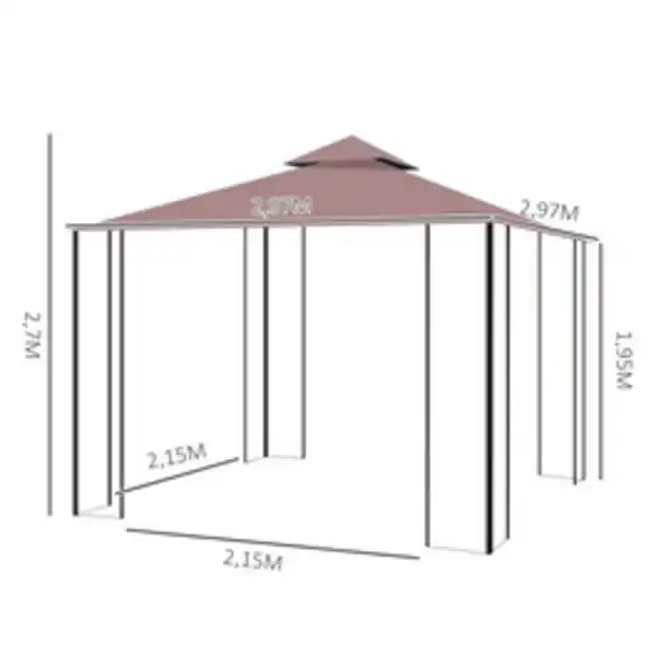 Bild 2 von Outsunny Pavillon, BxHxT: 300 x 265 x 300 cm