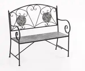 2-Sitzer Gartenbank Mosaik GISMO aus Metall, ca. 106 x 42 x 94 cm - Schwarz