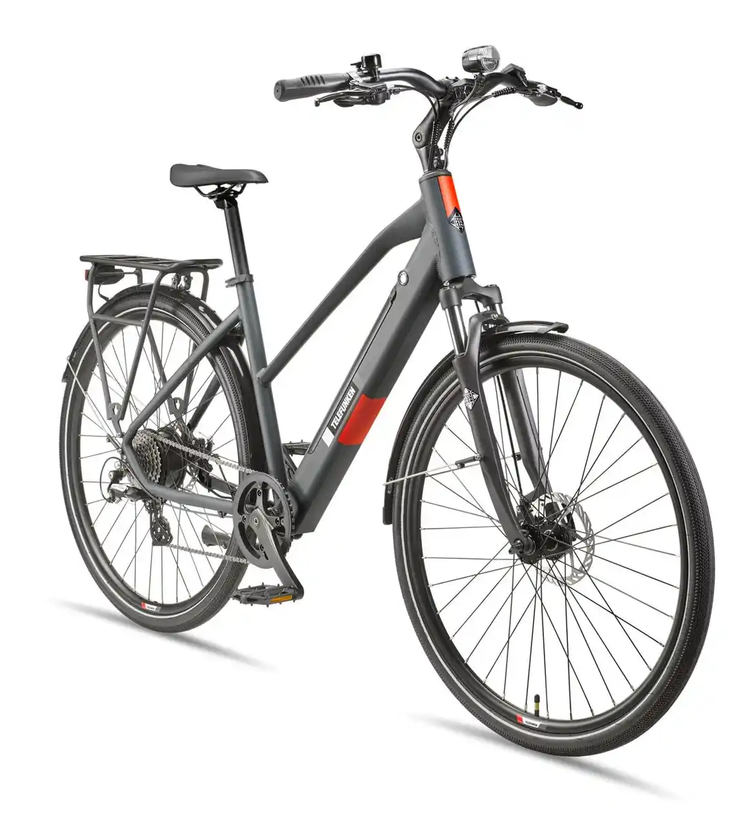 Bild 1 von Telefunken Damen Trekking E-Bike XT490 mit 8-Gang Shimano Kettenschaltung, Granitgrau