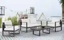 Bild 2 von 12tlg. Gartenmöbel Lounge-Set mit Sofa & Coffee Table aus Aluminium - Schwarz mit Teakholz