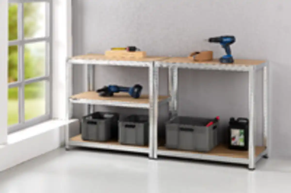 Bild 4 von Schwerlastregal 2er Set mit 2 Lochplatten Sets, je Ablage 175kg belastbar, 180 x 180 x 40 cm