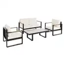 Bild 1 von 12tlg. Gartenmöbel Lounge-Set mit Sofa & Coffee Table aus Aluminium - Schwarz mit Teakholz