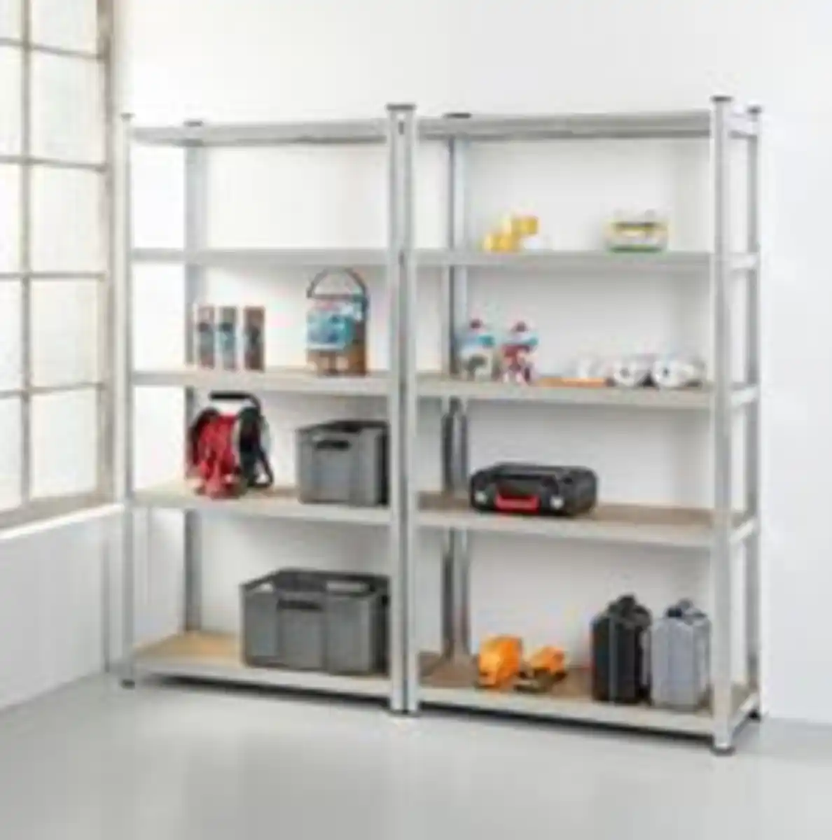 Bild 3 von Schwerlastregal 2er Set mit 2 Lochplatten Sets, je Ablage 175kg belastbar, 180 x 180 x 40 cm