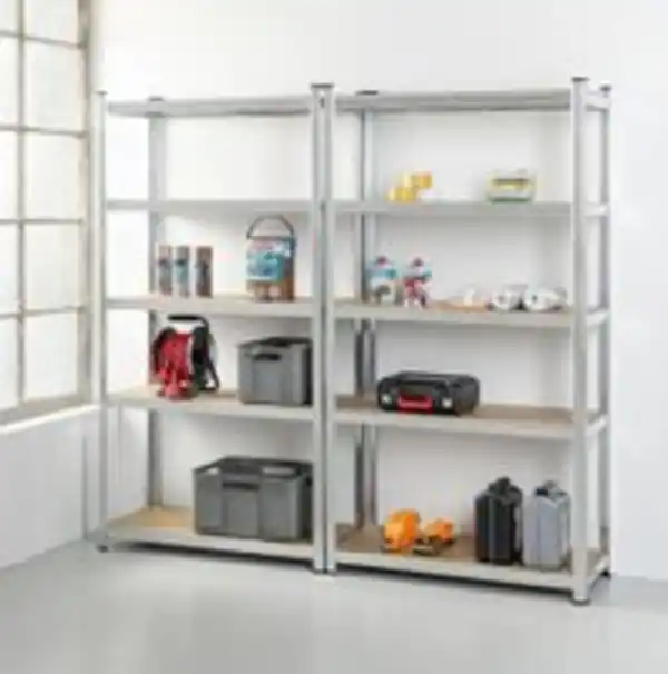 Bild 3 von Schwerlastregal 2er Set mit 2 Lochplatten Sets, je Ablage 175kg belastbar, 180 x 180 x 40 cm