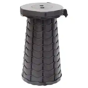 ADVENTURIDGE Camping Hocker, Klappbar, Schwarz