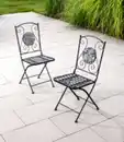 Bild 2 von 2er-Set Gartenstühle Mosaik GISMO klappbar Keramik, ca. 39 x 48 x 93 cm - Schwarz