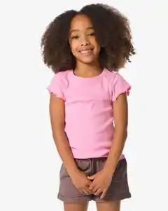 Kinder-T-Shirt, gerippt rosa