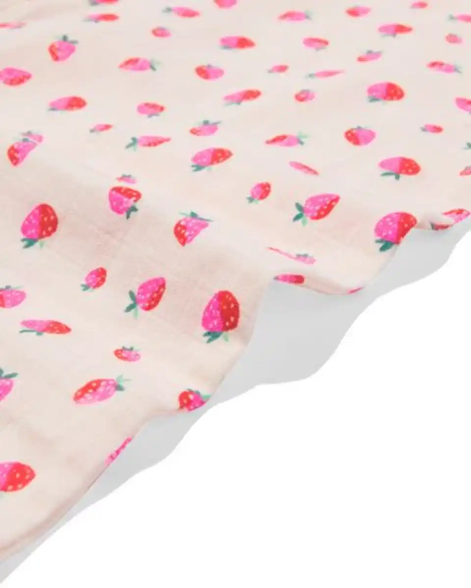 Bild 4 von Baby-Schlafsack, ärmellos, Musselin, 0,5 TOG, Erdbeeren hellrosa