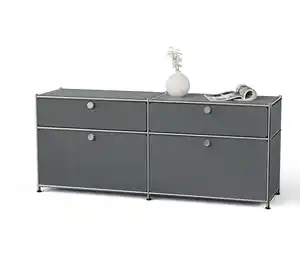 Sideboard Metall »CN3« mit 2 Klappenfächern und 2 Schubladen, grau
