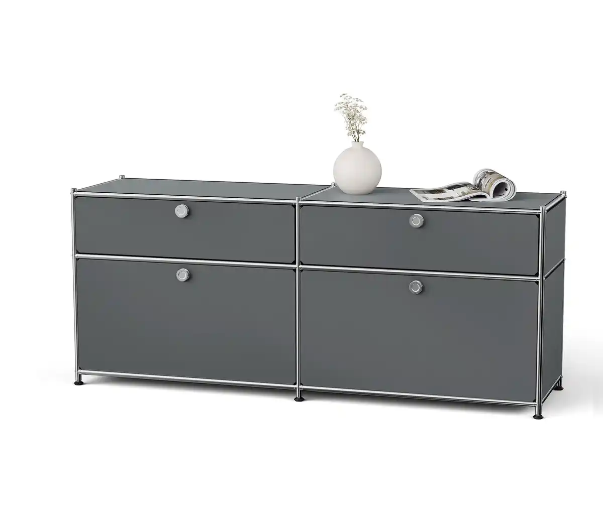 Bild 1 von Sideboard Metall »CN3« mit 2 Klappenfächern und 2 Schubladen, grau