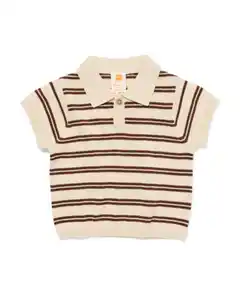 Baby-Poloshirt, Feinstrick, gestreift ecru