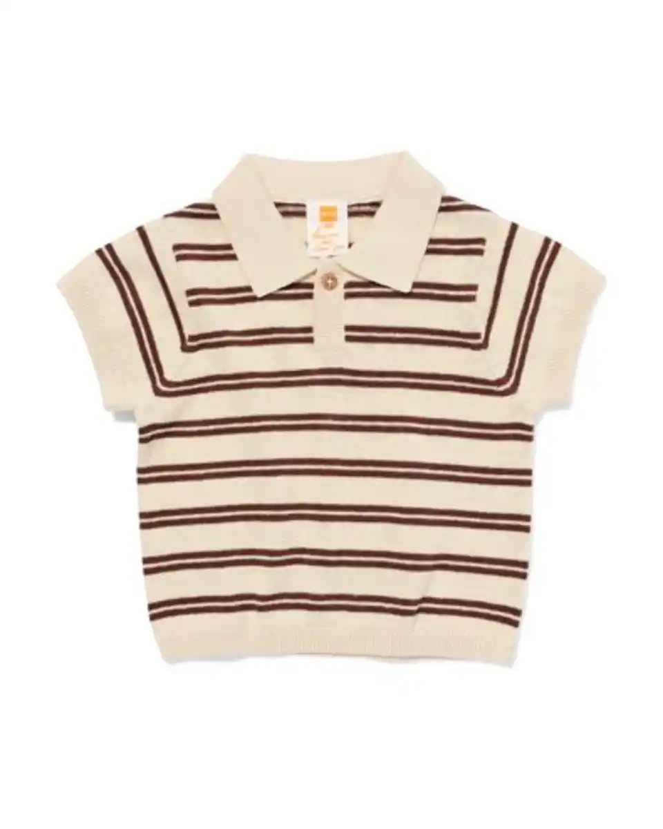 Bild 1 von Baby-Poloshirt, Feinstrick, gestreift ecru