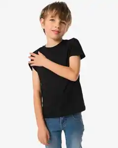 2er-Pack Basic-Kinder-Shirts, Baumwolle/Elasthan schwarz