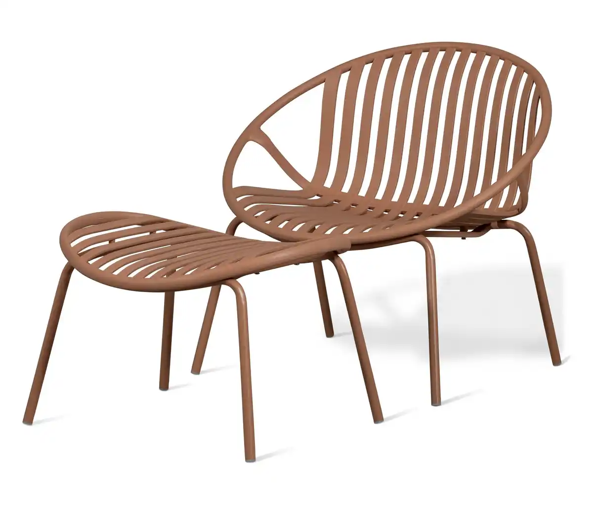 Bild 1 von WOOOD Lounge Sessel mit Hocker, rosé
