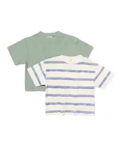 Baby-T-Shirts aus Jersey, gestreift – 2 Stück grün