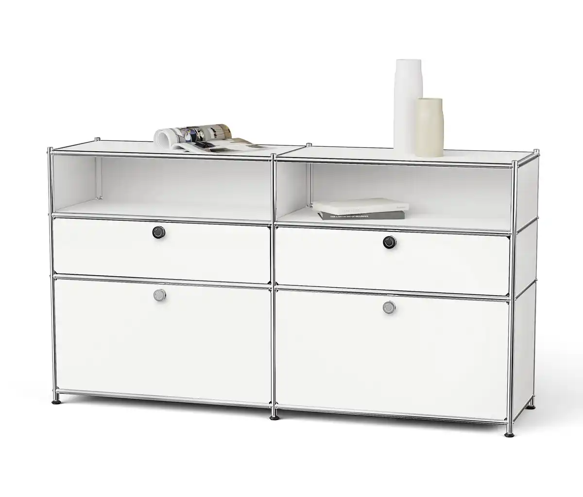 Bild 1 von Sideboard Metall »CN3« mit 2 Klappenfächern, 2 Schubladen und 2 offenen Fächern, weiß