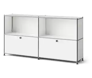 Metall-Sideboard »CN3 Slim Line« mit 2 versetzbaren Klappenfächern, weiß